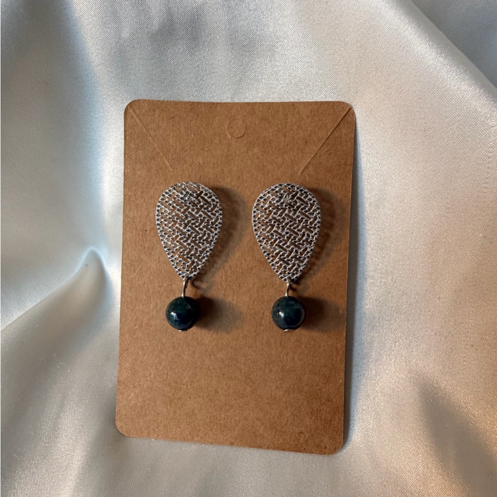 Hand Crafted Silver and Green earrings